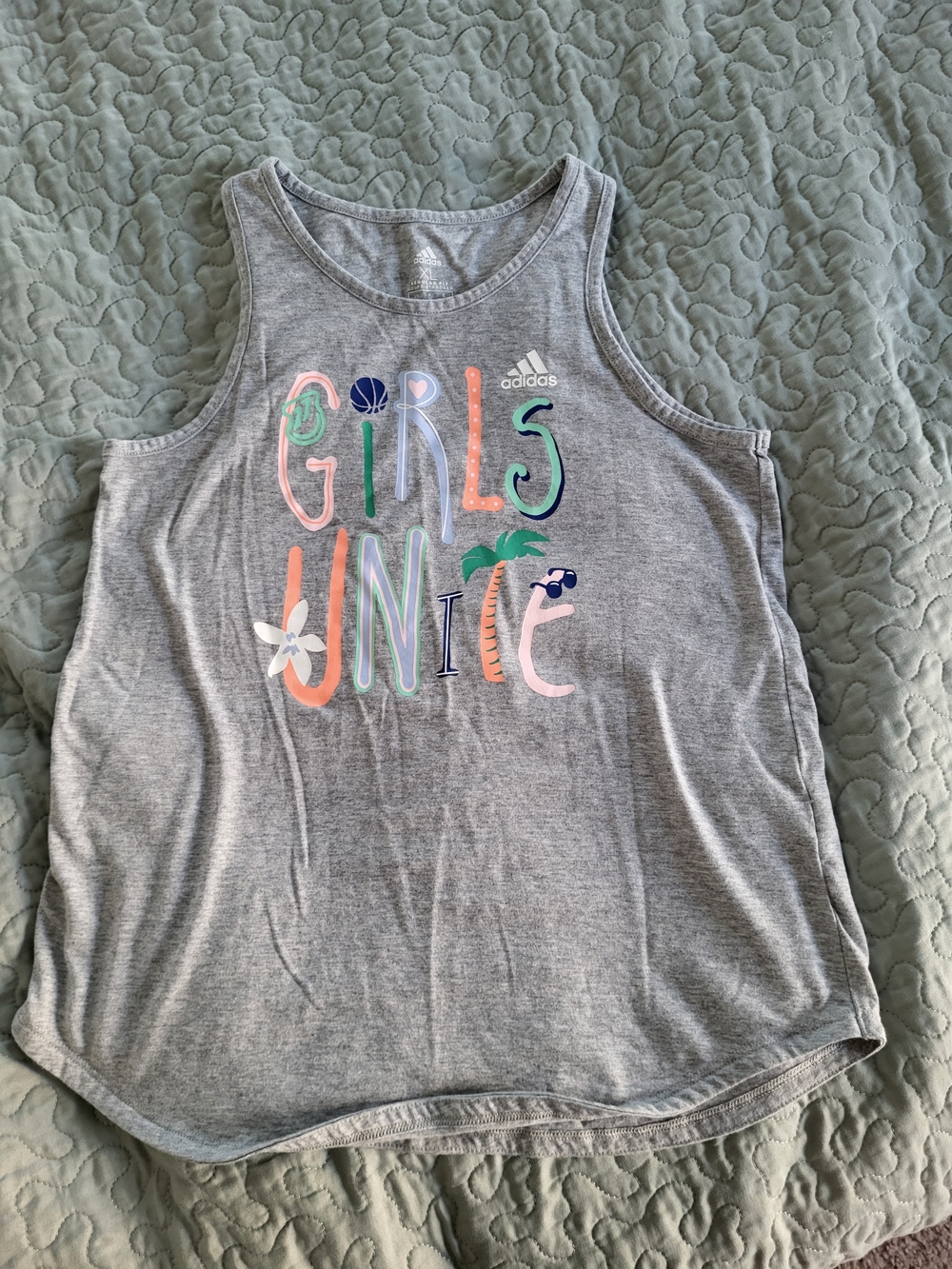 adidas Girls Unite Grey Graphic Tank Top